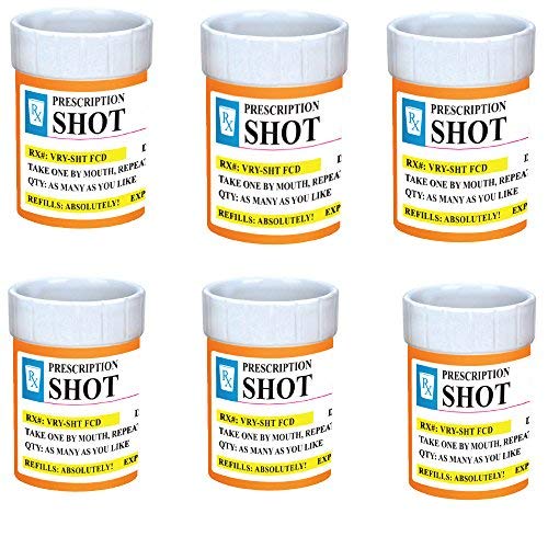 Funny Shot Glasses, Prescription-themed Novelty Shot Glass, 2 oz Unique Ceramic Shot Glasses for Men, Hilarious Gag Gifts for Birthday, Christmas, or Bachelor Party, Vodka, Whiskey, Tequila