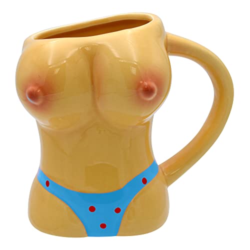 Rockin Mug Bachelor Rude Party Novelty Beer Mugs for Men - Ridiculously Funny Ceramic Cup for Hot/Cold beverages