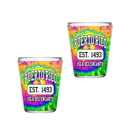 Puerto Rico Souvenir Gift Shots Glasses Set of 2 Gift Collectible Idea 2 Oz Shot Glass, Puerto Rico Gifts for Him & Her (Puerto Rico)