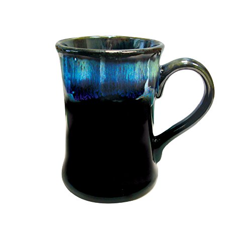 Rockin Gear Glazed Mug Black Handcrafted Coffee Cup Gorgeous Glaze Stoneware with Antique Handle 12 oz -Best Gift for Coffee Tea Lover/Addicts (Black)