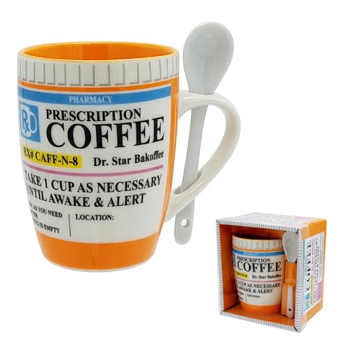 Rockin Mug Hilarious Prescription Coffee Mug, Funny Gift - 12 Ounce Coffee and Tea Cup - Great Gift for any occasion for Nurses, Gag Gifts for Men and Women, White Elephant Gifts for Adults (Rx)