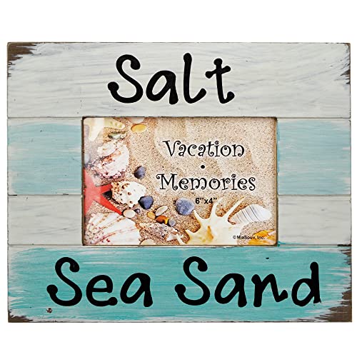 Rockin Wooden Picture Frame Salt Life Nautical Photo Frames, Salt Sea Sand Addict #saltlife, Best Vacation Getaway Gift/Souvenir Idea (SEA,SAND,SALT, 4" x 6")