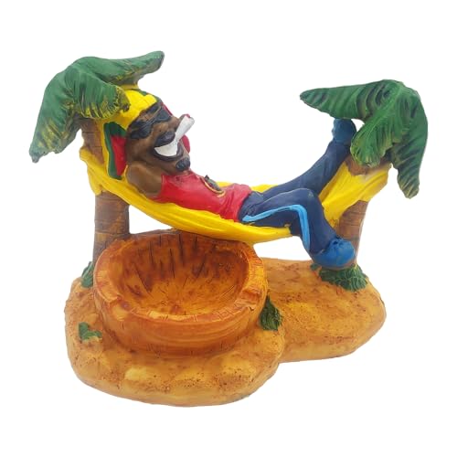 Rasta Figurine Ashtray Palm Tree Smoking Marijuana Joint Ashtrays Gift - Weed Hemp Pot Cannabis Smoker Party Accessory (Hammock Resting Rasta)
