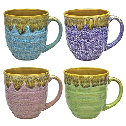 Rockin Gear Mug Large Coffee Mugs Set of 4 Glazed Ceramic Cups 20 Ounces, Great Kitchen & Home Decor Oversized Coffee Cup Gifts, Dishwasher & Microwave Safe (Assorted Colors)