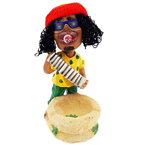 Ashtray Rasta Figurine Ashtray Jamaican Man Bobble Head Dreadlocks with Accordion, Cigarette Marijuana Weed Hemp Pot Cannabis Smoking Accessory (Accordion)