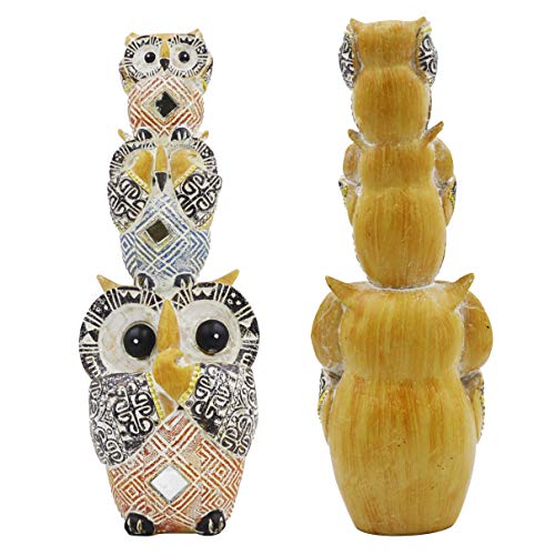 Owl Figurine Family Set Very Cute White Owl Statue, Different Hear no Evil,See no Evil, Speak no Evil - Owl Decoration for Home