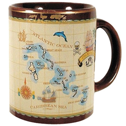 Rockin Gear Mug Bahamas Island Souvenir Gifts Ceramic Cups 11 oz, Bahama Islands Antique Brown Map Ceramic Coffee Mug 11 oz Souvenirs