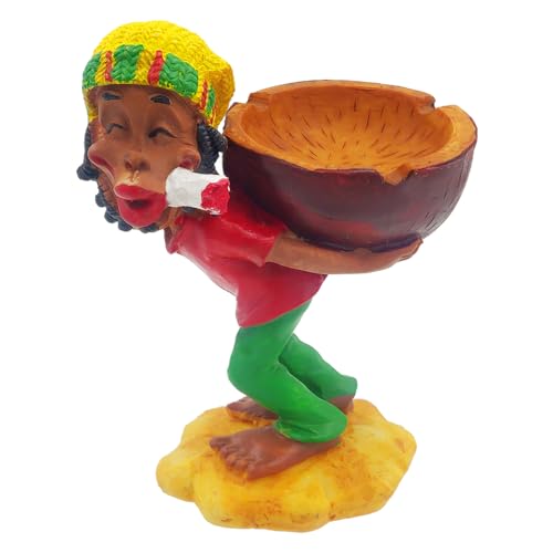 Rasta Figurine Ashtray Jamaican Man Smoking Marijuana Joint Cool Ash Tray, Weed Hemp Pot Cannabis Cigarette Ashtrays for Men & Women, Best Cigar Ashtray Gag Gift for Men, Birthday Secret Santa