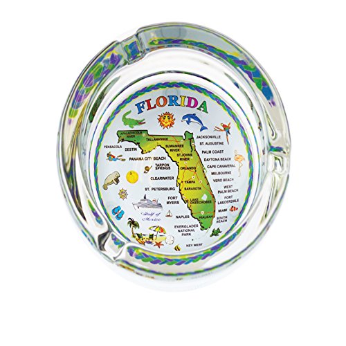 Ashtray Glass Souvenir Gift Ash Tray for Cigarette, Cigar, Ashes Holder, Islands Map Gifts for Men & Women, Smoker Gifts