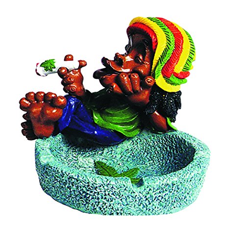Ashtray Rasta Man Ash tray Smoking Marijuana Joint Ash Holder, Weed Hemp Pot Cannabis Party Accessory Stonewashed Blue Great Gag Gifts for Men, White Elephant Gifts for Humor