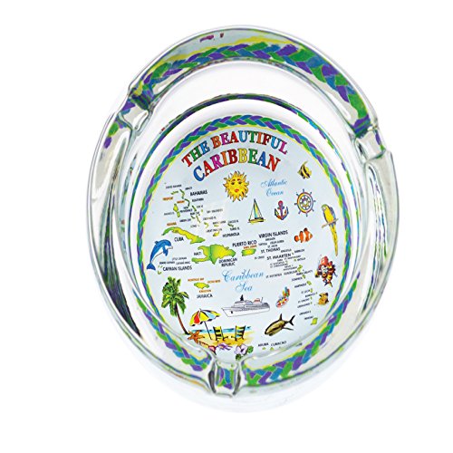 Ashtray Glass Souvenir Gift Ash Tray for Cigarette, Cigar, Ashes Holder, Islands Map Gifts for Men & Women, Smoker Gifts