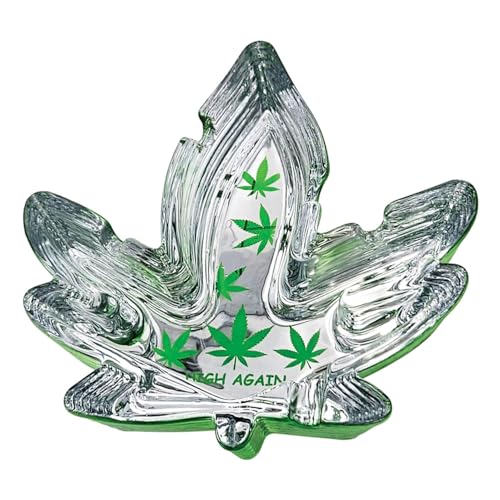 Glass Ashtray - Home & Outdoor Ashtray for Cigarettes and Weed, Cool Gag Gift for Smokers, Cute Indoor & Desktop Holder, 420 Cannabis Accessories