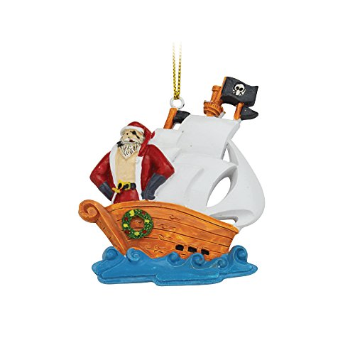 Christmas Ornament Santa Claus Figurine - Ceramic Tropical Ornaments Funny Santa Clause Christmas Tree Decorations (Pirate Santa)