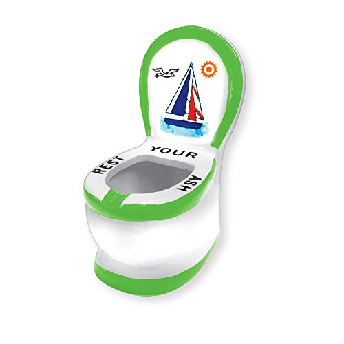 Ashtray Ceramic Toilet Funny Novelty Ashtrays 'Rest Your Ash' Cigarette or Cigar Ashtray - Great Gag Gifts for Men, White Elephant Gift, Secret Santa