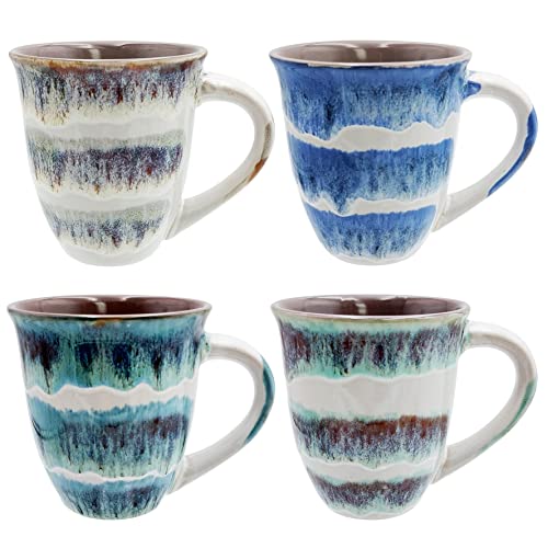 Mug Glazed Ceramic Coffee Mugs Set of 4, Large Coffee Mug Gifts for Mom with Handle Sturdy Gorgeous Kitchen Decor Coffee Cup 16 oz, Bpa Free Microwave Safe Coffee Mugs, Unique Modern Cafe Cups