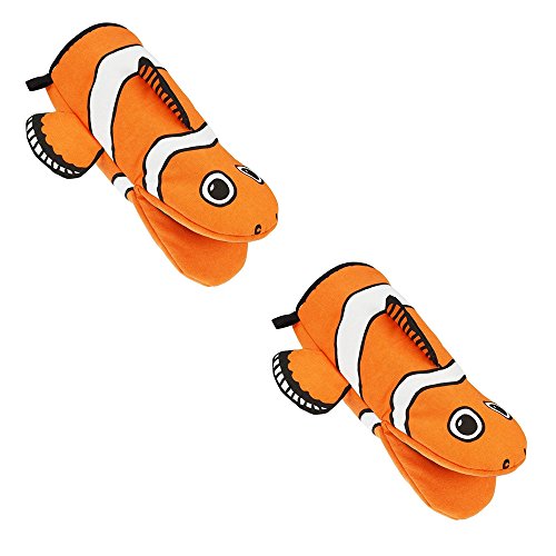 Oven Mitts Animal Clown Fish Kitchen Mitt Baking Cooking Over Mitt Sea Creatures, 100% Cotton Fun Kitchen Mitt Accessory for Cooks, Bakers for Women and Men