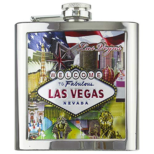 Hip Flask Las Vegas Nevada Souvenir Gifts for Men & Women Stainless Steel 6 oz - Welcome to Las Vegas Souvenir Hip Flask