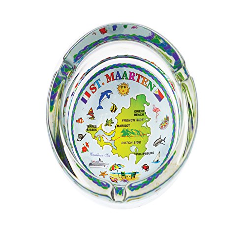 Ashtray Glass Souvenir Gift Ash Tray for Cigarette, Cigar, Ashes Holder, Islands Map Gifts for Men & Women, Smoker Gifts