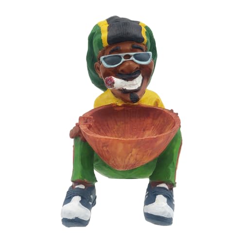 Rasta Figurine Ashtray Jamaican Man Smoking Marijuana Joint Cool Ash Tray, Weed Hemp Pot Cannabis Tray, Best Cigar Ashtray Gift & Party Accessories Gag Gifts