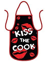 Apron Kiss The Cook Cotton Kitchen Cooking & Baking Funny Aprons, Adjustable Straps, Gift for Cooks, Bakers or Grill-Masters, Great Birthday, Valentine's Day, Wedding or Anniversary Idea Gift