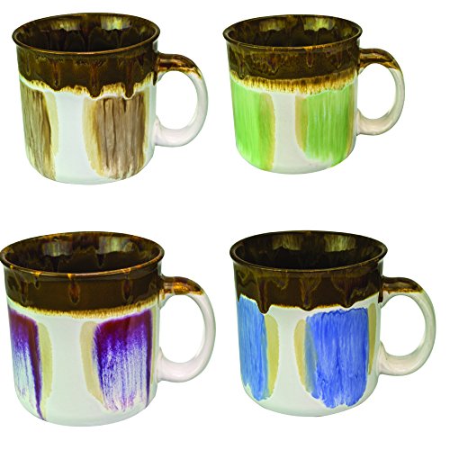 Mug Large Coffee Mugs Set of 4, Unique Ceramic 20 oz Glazed Mug Gifts for Mom Sturdy Gorgeous Kitchen Decor Cup Sets, Modern Cafe Cups, Best Oversized Mug (Set of 4 Assorted Colors)