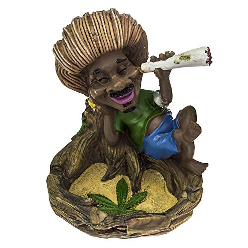 Ashtray Rasta Figurine Ashtray - Jamaican Man Marijuana cigarette Ashtray - Weed Hemp Pot Cannabis Party Accessory Chilling Out - Great Gag Gifts for Men, White Elephant Gifts for Humor