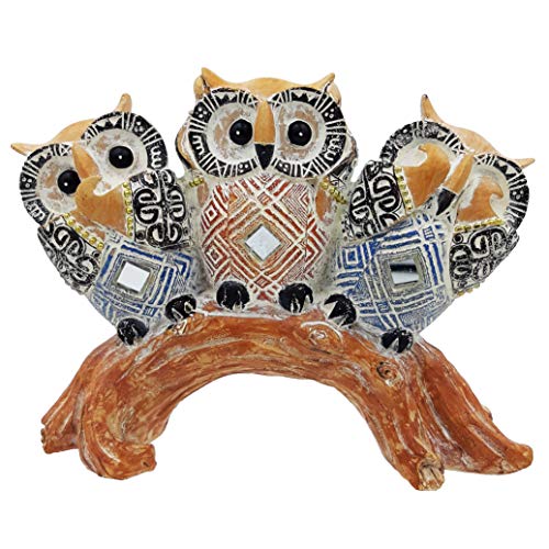 ROCKIN Owl Statue Home Décor Owls Figurine Family Set Cute Owl Lovers Multicolor Gifts for Mom, Zen Mood Gifts, See Hear Speak No Evil, Nice Home Office Decoration, Positive Vibes