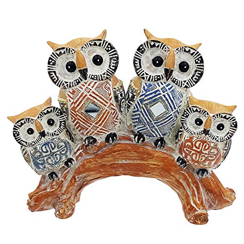 Rockin Owl Statue Figurine Family Very Cute Statue Wise Owl - Nice Decoration for Home Office Outdoors Gardens - Best Gift or Collectors Idea (4 in 1)