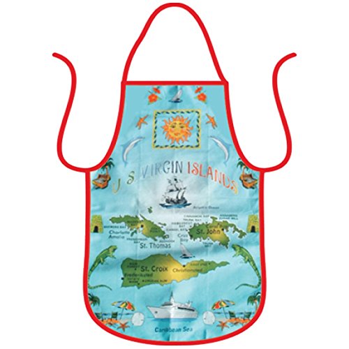 Chef Apron U.S Virgin Islands, St. Kitts, Barbados Map Gift Souvenir Fun Gifts, 100% Genuine Cotton Kitchen Accessory Baking, Cooking, Grilling Barbecuing Apron