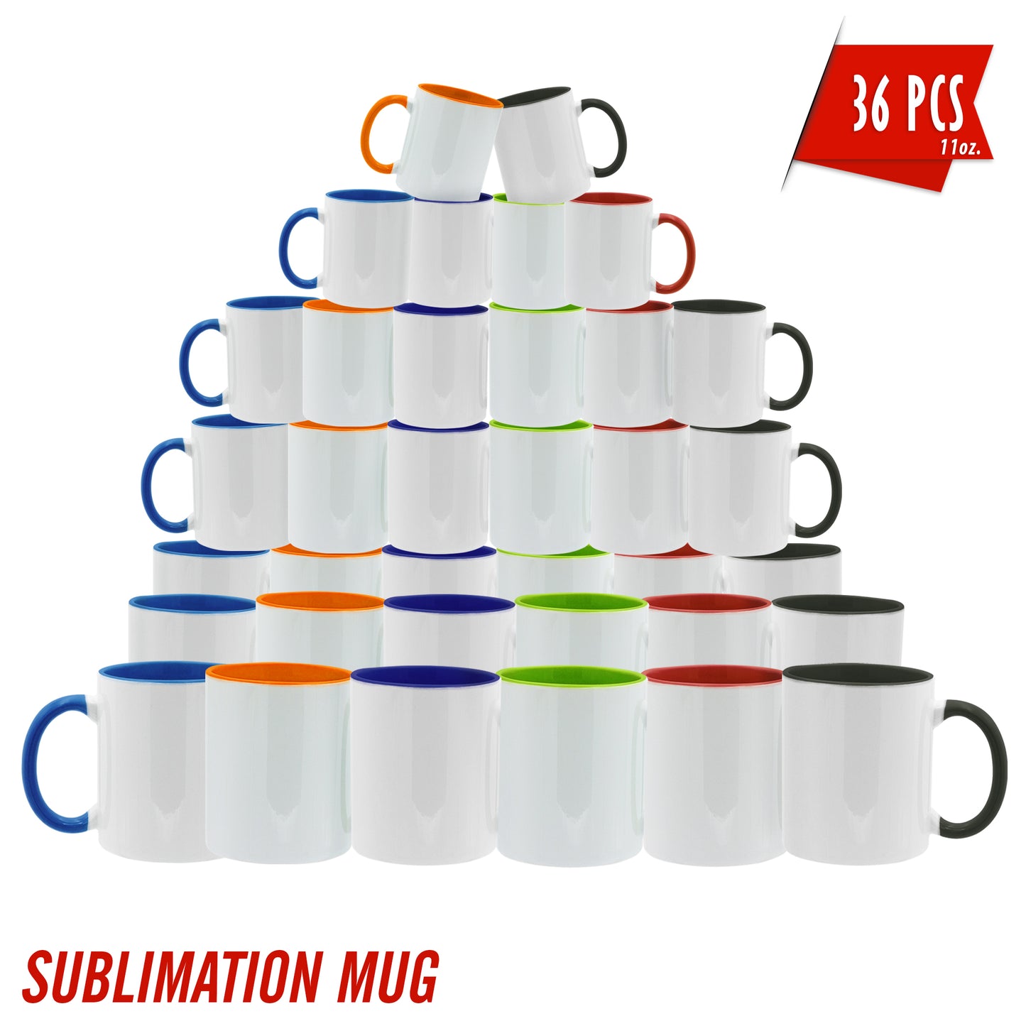 Sublimation Mugs, 11oz Sublimation Ceramic Blank Coffee Mugs Set of 36 White Tea Cups, Great for Bulk Bundle Sublimation Personalized Prints