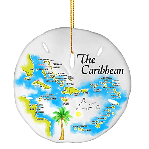 Christmas Ornaments - Handmade Caribbean Gift Souvenir Stocking Stuffer, Sand Dollar Ornament for Christmas Tree Decoration (Caribbean)
