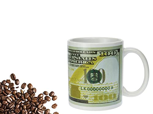 Money Mug $100 Dollar Bill Unique Coffee Mugs USA Fun Cups for Men & Women, Cute Ceramic Gifts for Home & Kitchen (Money)