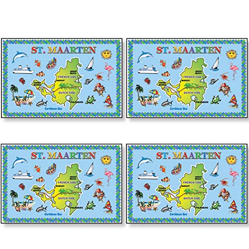 Magnets St. Maarten Blue Island Map Souvenir Metal Refrigerator Magnets 2" x 3" Inch (St. Maarten)