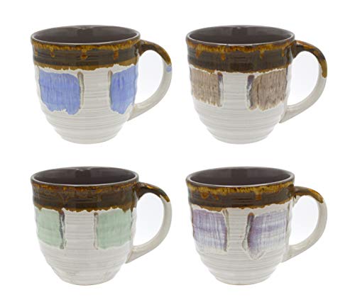 Rockin Gear Mug Large Coffee Mugs Set of 4 Glazed Ceramic Coffee Cups, Beautiful 20 Ounce Kitchen and Home Décor, Great Oversized Gift Mugs Dishwasher Microwave Safe (Set of 4)