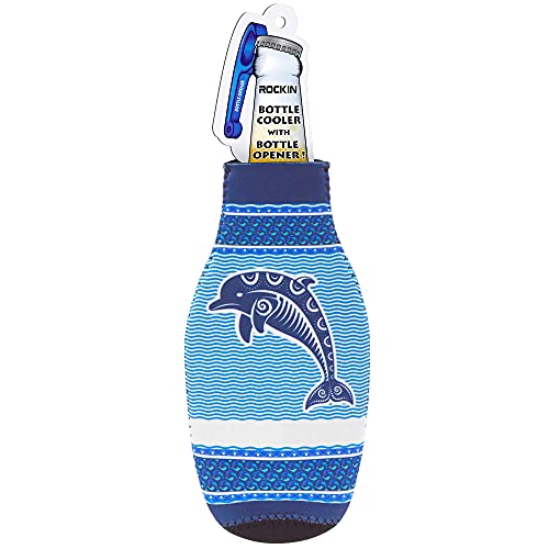 Dolphin Beer Bottle Sleeve Set, Zip-Up Neoprene Cooler with Bottle Opener, Dolphins Insulated Bottle Jacket Sleeves for Men, Classic Thick Thermocoolers