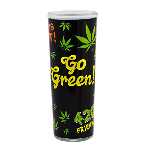 Shot Glasses - Funny Novelty Stoner Shot Glass for Men & Women, Unique 3.5 oz Shot Glass set, Shot Glasses for Vodka, Whiskey, Tequila, Espresso, Gag Gift for Men (Go Green)
