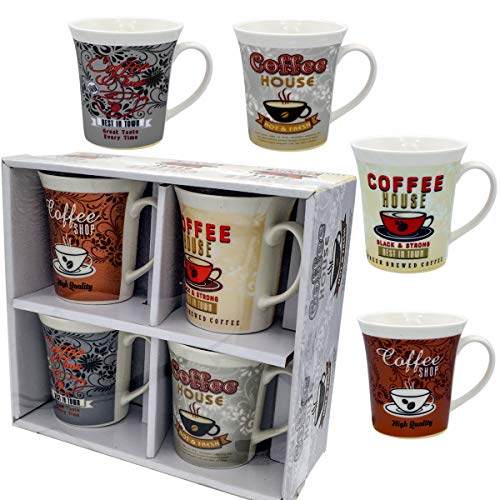 Rockin Coffee Mug Set 4 Mug - 10 Ounce Mugs Porcelain 4 Pack White Mugs - Gift Boxed a great marriage or couples Gift Set, Gifts for Mom Birthday Christmas