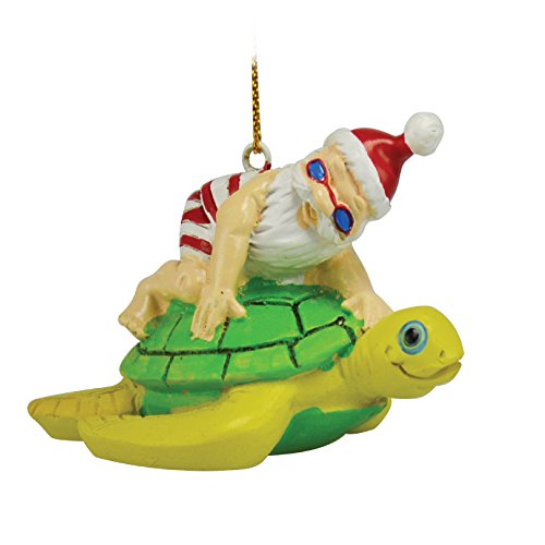 Christmas Ornament Santa Claus Figurine on Turtle Tropical Ornament Christmas Tree Decoration