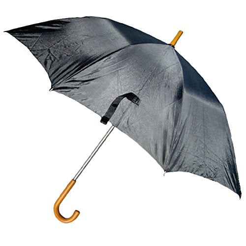 Rainy Days Umbrella Long 54" Inch Automatic Open Golf Umbrella Extra Large Oversize Stick Umbrella with Wooden J Handle for Grip - Effective UV Protection (Black)