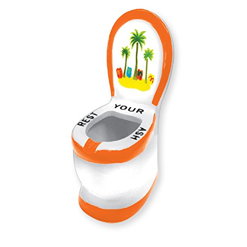 Ashtray Ceramic Toilet Funny Novelty Ashtrays 'Rest Your Ash' Cigarette or Cigar Ashtray - Great Gag Gifts for Men, White Elephant Gift, Secret Santa