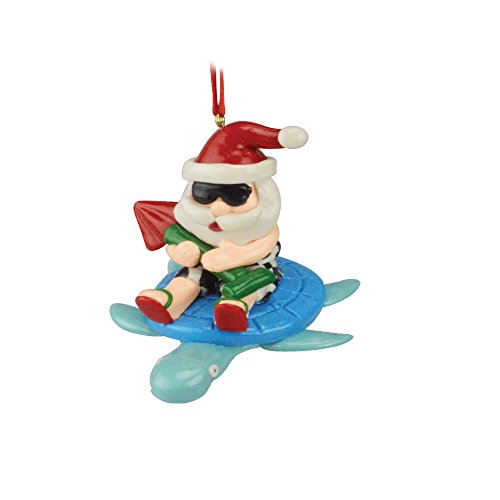 Christmas Ornaments Santa Claus Figurines Swimsuit Edition Funny Tropical Hanging Ornaments Christmas Tree Decorations (Riding Turtle)