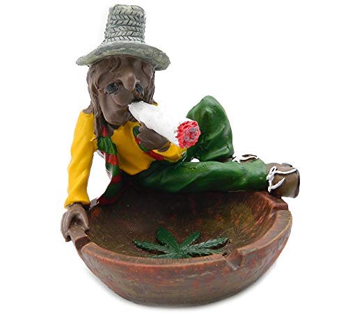 Ashtray Rasta Figurine Ashtray Jamaican Man Smoking Marijuana Joint Ashtray, Weed Hemp Pot Cannabis Party Cigarette Ashtray - Great Gag Gifts for Men, White Elephant Gifts for Humor