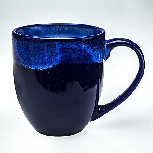 Rockin Gear Mug- Hand Glazed Intricate Ceramic Coffee Mug and Tea Cup - 14 oz -Best Gift for Coffee Tea Lover/Addicts (1 Blue)
