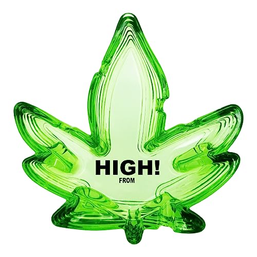 Glass Ashtray - Home & Outdoor Ashtray for Cigarettes and Weed, Cool Gag Gift for Smokers, Cute Indoor & Desktop Holder, 420 Cannabis Accessories