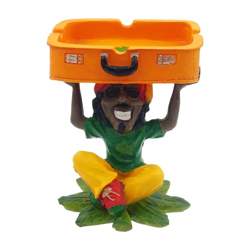 Rasta Figurine Ashtray Jamaican Man Smoking Joint Cool Ashtrays, Marijuana leaf Weed Hemp Pot Cannabis Funny Ash Tray, Best Cigar Ashtray Gift & Party Supplies Gag Gifts