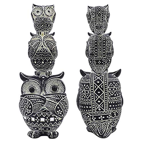 ROCKIN Owl Figurine Family Set Black Owl Statue, See no Evil, Hear no Evil, Speak no Evil - Nice Decoration for Home