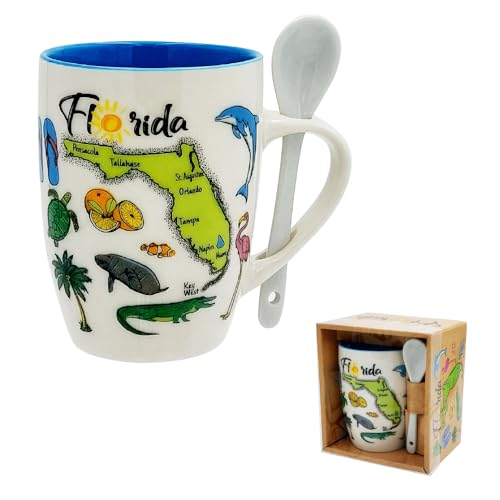 Rockin Mug Florida Coffee Mugs 12 oz Combo Souvenirs Gifts, Fun Florida Gift Mug for Mom Christmas Birthday and Him & Her