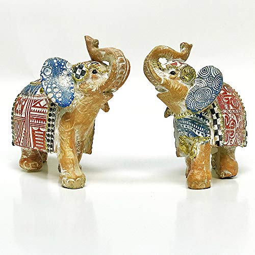 Rockin Tribal Pattern Elephant Statue Figurine Couples Décor (4 inch)- Nice Collectible Statue Figurine | Animal Decorations for Home Décor, Bedroom Office/Living Room