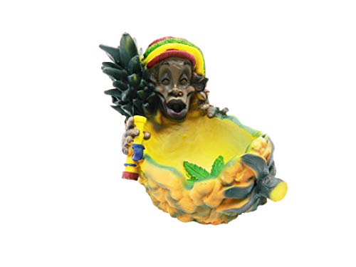 Ashtray Rasta Figurine Ashtray - Jamaican Man Marijuana Joint Ashtray - Weed Hemp Pot Cannabis Party Accessory Tropical Fruit Pineapple Ashtray