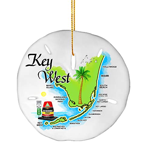 Christmas Ornaments - Handmade Key West Gift Souvenir Stocking Stuffer, Sand Dollar Ornament for Christmas Tree Decoration (Key West)